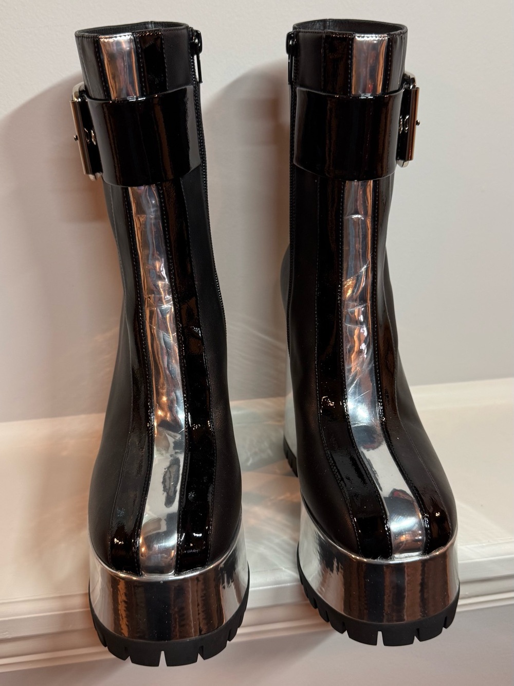Jeffrey Campbell silver and black platform boots - Picture 2 of 7